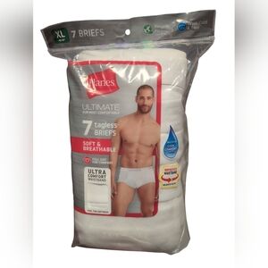 Hanes Men's XL Ultimate Tagless White Briefs Ultra Comfort Waistband 7 Pack NWT